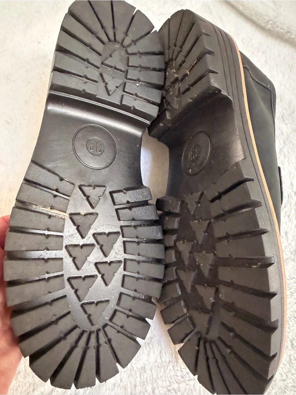 Women’s Black Chunky Platform Penny Loafers Lug Sole EU 39 US 8.5-9